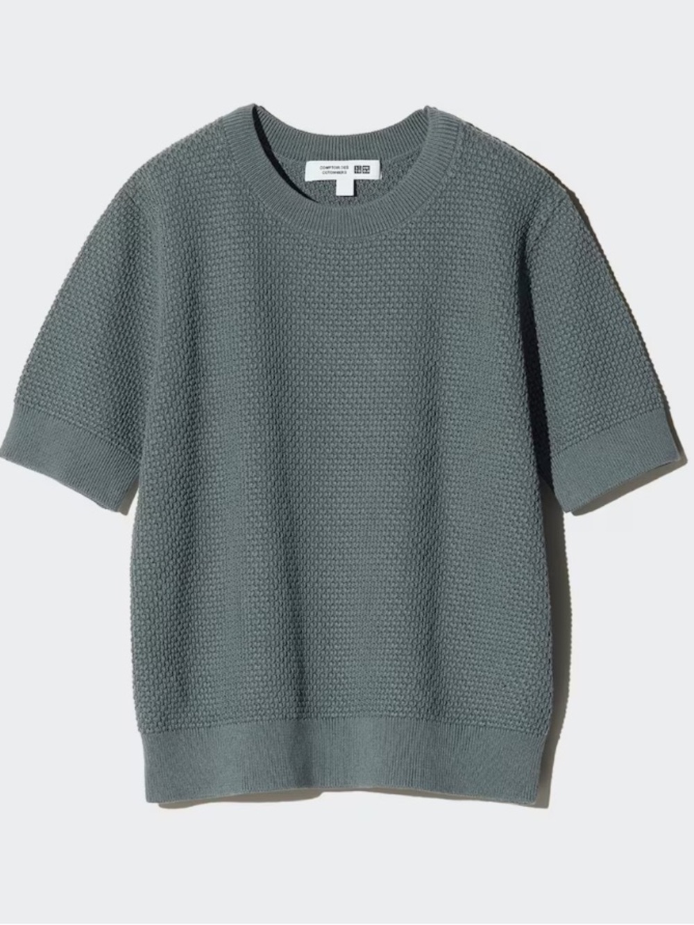 UNIQLO comptoir des cotonniers Textured Short-Sleeve Sweater in Dark Green